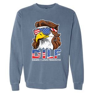 Damn I Love Freedom Eagle Funny Patriotic July 4th Garment-Dyed Sweatshirt