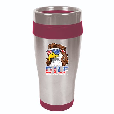Damn I Love Freedom Eagle Funny Patriotic July 4th 16oz Travel Tumbler