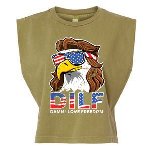 Damn I Love Freedom Eagle Funny Patriotic July 4th Garment-Dyed Women's Muscle Tee