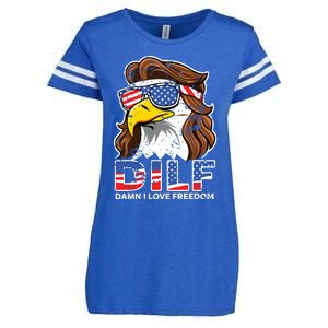 Damn I Love Freedom Eagle Funny Patriotic July 4th Enza Ladies Jersey Football T-Shirt