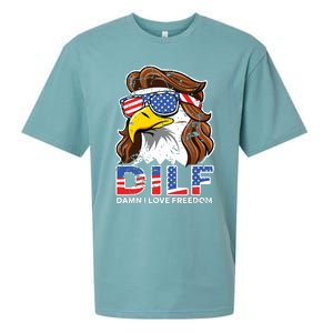 Damn I Love Freedom Eagle Funny Patriotic July 4th Sueded Cloud Jersey T-Shirt