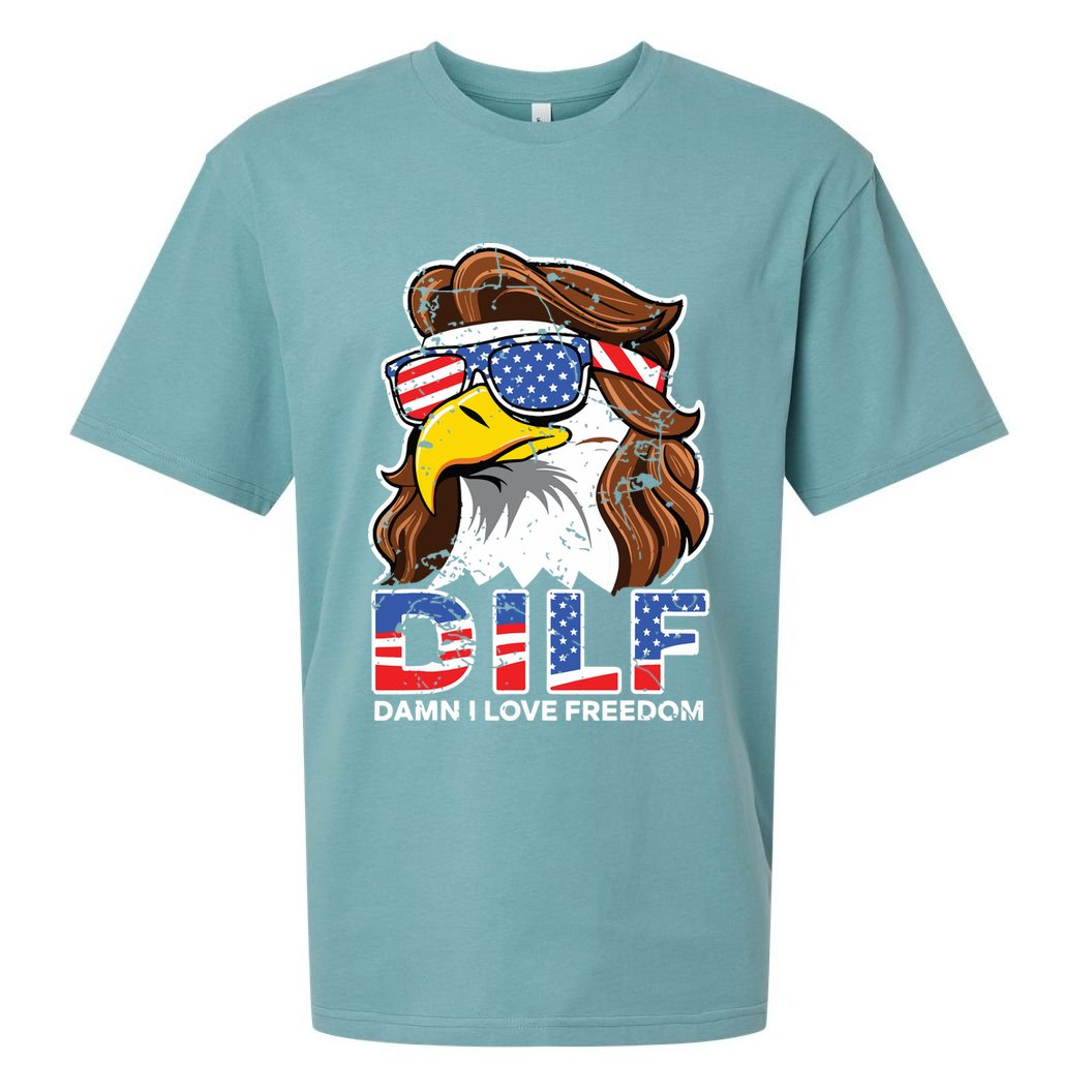 Damn I Love Freedom Eagle Funny Patriotic July 4th Sueded Cloud Jersey T-Shirt