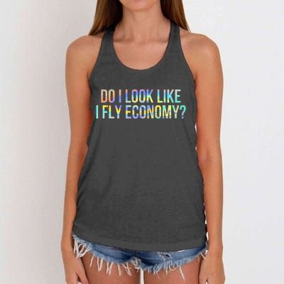 Do I Look Like I Fly Economy Funny First Class TieDye Women's Knotted Racerback Tank