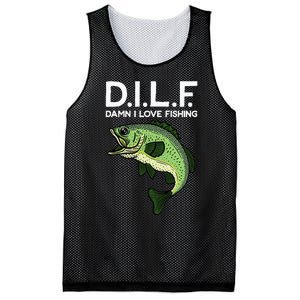 DILF-Damn I Love Fishing Funny Saying Fisher Mesh Reversible Basketball Jersey Tank