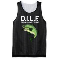 DILF-Damn I Love Fishing Funny Saying Fisher Mesh Reversible Basketball Jersey Tank