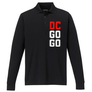 DC I Love Go Go Music Gift For Kids And Adults Performance Long Sleeve Polo