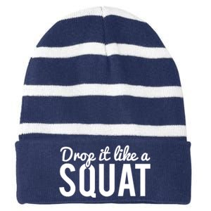 Drop It Like A Squat Striped Beanie with Solid Band