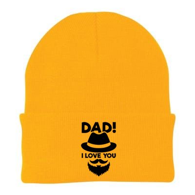 Dad I Love You Beard And Hat Father Appreciation Gift Knit Cap Winter Beanie