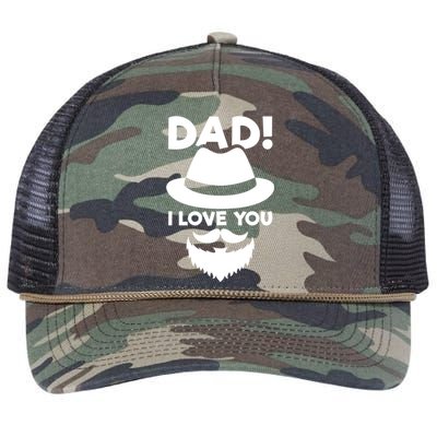 Dad I Love You Beard And Hat Father Appreciation Gift Retro Rope Trucker Hat Cap