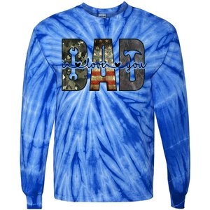 Dad I Love You Funny Fathers Day Gift Tie-Dye Long Sleeve Shirt