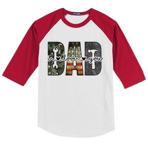 Dad I Love You Funny Fathers Day Gift Kids Colorblock Raglan Jersey