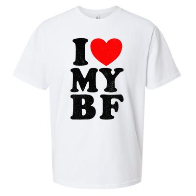 Distressed I Love My Boyfriend Funny I Heart My Bf Sueded Cloud Jersey T-Shirt