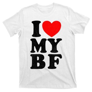 Distressed I Love My Boyfriend Funny I Heart My Bf T-Shirt