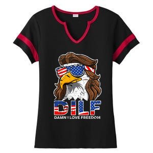 Damn I Love Freedom Eagle Funny Ladies Halftime Notch Neck Tee