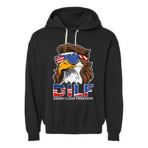 Damn I Love Freedom Eagle Funny Garment-Dyed Fleece Hoodie