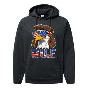 Damn I Love Freedom Eagle Funny Performance Fleece Hoodie