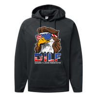 Damn I Love Freedom Eagle Funny Performance Fleece Hoodie