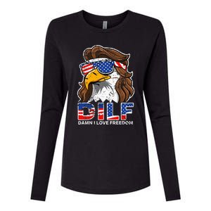 Damn I Love Freedom Eagle Funny Womens Cotton Relaxed Long Sleeve T-Shirt