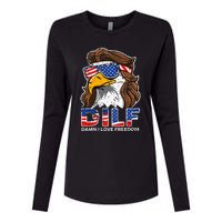 Damn I Love Freedom Eagle Funny Womens Cotton Relaxed Long Sleeve T-Shirt