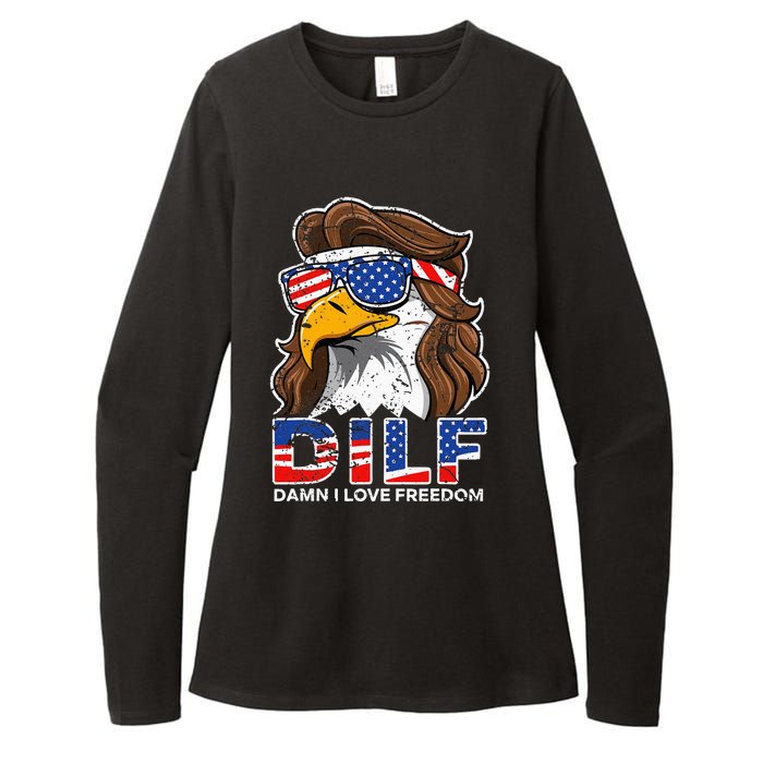 Damn I Love Freedom Eagle Funny Womens CVC Long Sleeve Shirt