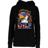 Damn I Love Freedom Eagle Funny Womens Funnel Neck Pullover Hood