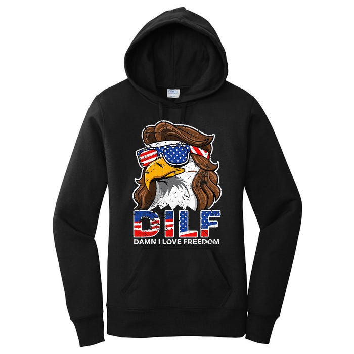 Damn I Love Freedom Eagle Funny Women's Pullover Hoodie