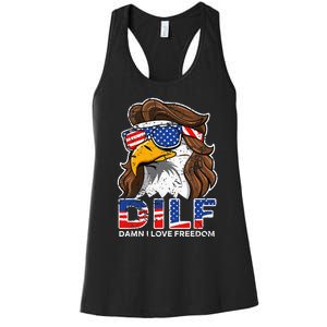 Damn I Love Freedom Eagle Funny Women's Racerback Tank