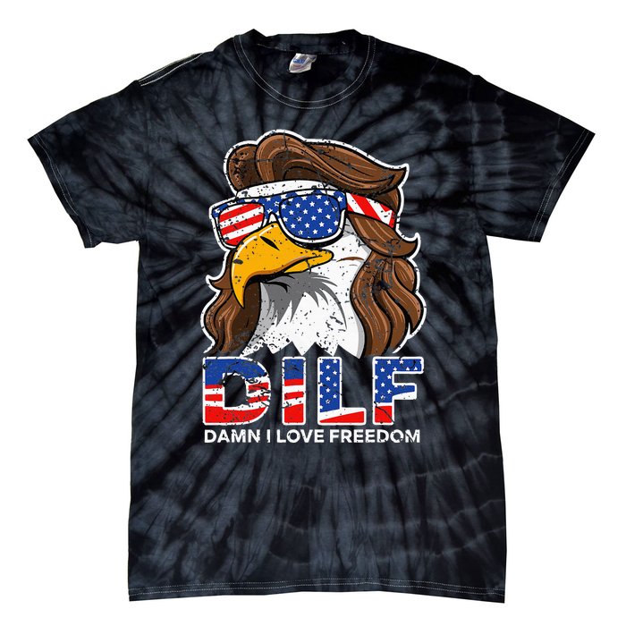 Damn I Love Freedom Eagle Funny Tie-Dye T-Shirt