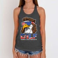 Damn I Love Freedom Eagle Funny Women's Knotted Racerback Tank