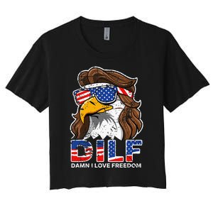 Damn I Love Freedom Eagle Funny Women's Crop Top Tee