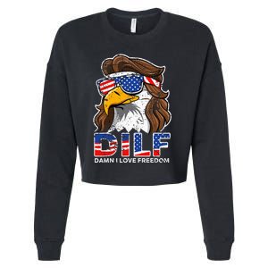 Damn I Love Freedom Eagle Funny Cropped Pullover Crew