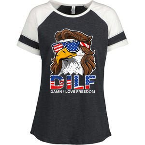 Damn I Love Freedom Eagle Funny Enza Ladies Jersey Colorblock Tee