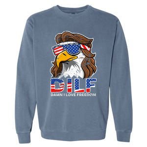 Damn I Love Freedom Eagle Funny Garment-Dyed Sweatshirt