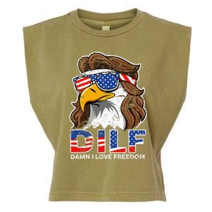 Damn I Love Freedom Eagle Funny Garment-Dyed Women's Muscle Tee