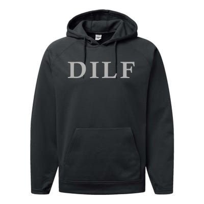 DILF Funny Dad Humor Performance Fleece Hoodie