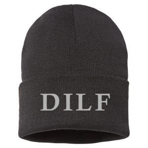 DILF Funny Dad Humor Sustainable Knit Beanie