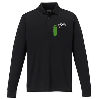 Dill With It Pickle Performance Long Sleeve Polo