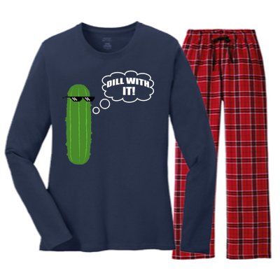 Dill With It Pickle Women's Long Sleeve Flannel Pajama Set 