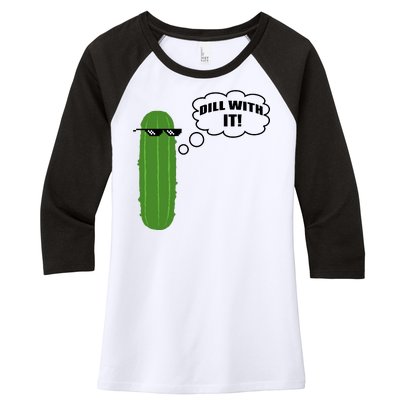 Dill With It Pickle Women's Tri-Blend 3/4-Sleeve Raglan Shirt