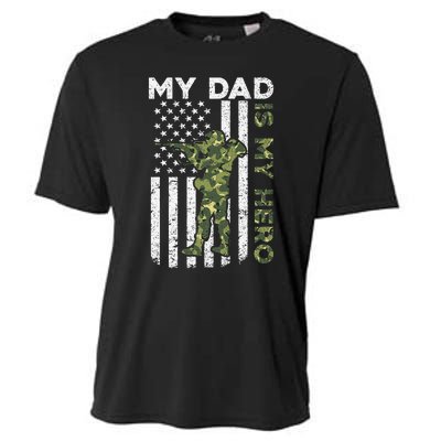 Dad is My HeroArmy Dad Fathers Day and 4th of July Funny Cooling Performance Crew T-Shirt