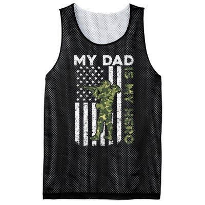 Dad is My HeroArmy Dad Fathers Day and 4th of July Funny Mesh Reversible Basketball Jersey Tank