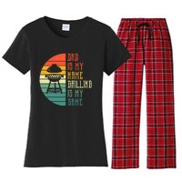 Dad Is My Name Grilling Is My Game Sport Fathers Day Women's Flannel Pajama Set