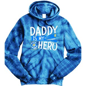 Daddy Is My Hero Police Thin Blue Line Law Enforcet Gift Tie Dye Hoodie