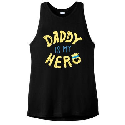 Daddy Is My Hero Police Officer Father Gift For Cops Deputys Gift Ladies PosiCharge Tri-Blend Wicking Tank