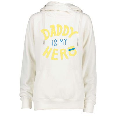 Daddy Is My Hero Police Officer Father Gift For Cops Deputys Gift Womens Funnel Neck Pullover Hood