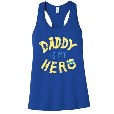 Daddy Is My Hero Police Officer Father Gift For Cops Deputys Gift Women's Racerback Tank