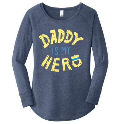 Daddy Is My Hero Police Officer Father Gift For Cops Deputys Gift Women's Perfect Tri Tunic Long Sleeve Shirt