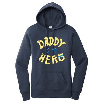 Daddy Is My Hero Police Officer Father Gift For Cops Deputys Gift Women's Pullover Hoodie