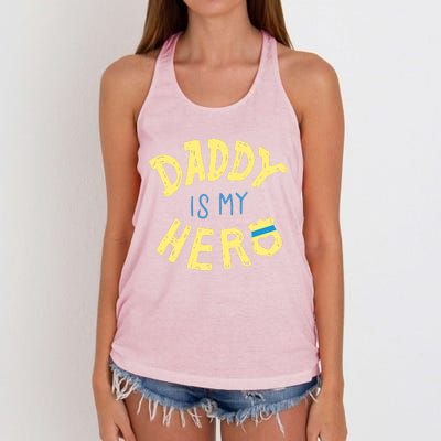 Daddy Is My Hero Police Officer Father Gift For Cops Deputys Gift Women's Knotted Racerback Tank