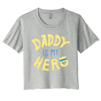 Daddy Is My Hero Police Officer Father Gift For Cops Deputys Gift Women's Crop Top Tee